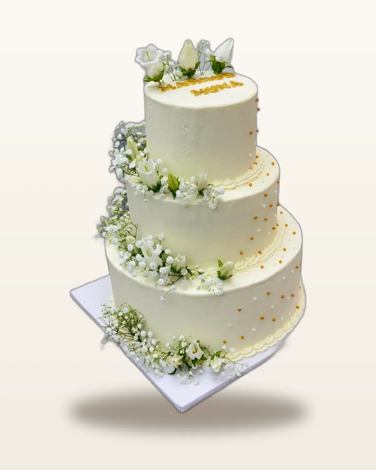 Elegant tiered wedding cake by The Cake Pantry, Fishers Indiana — design 3